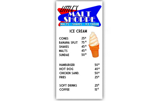 signs ice cream bar menu large
