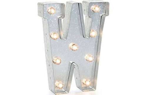 Galvanized Marquee Letter "W"