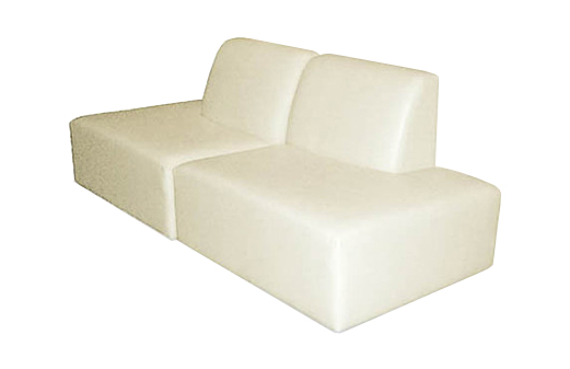 White cube sofa modifiable sections for multiple sofa combinations