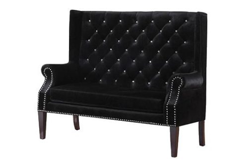 Black high backed settee loveseat with tufted back great for galas and more