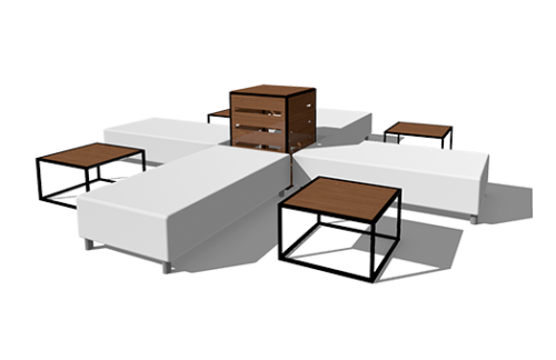 Pod Seating Group, w/ Wood Slat Pedestal