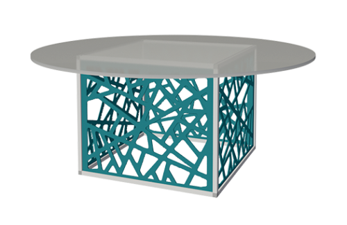 Made in the US by Ampa Events, this round acrylic pedestal table is a great rental for a variety of events.