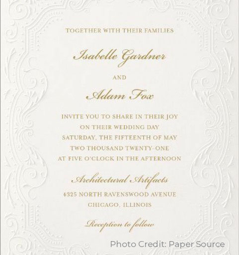 Wedding Invitation Example from Paper Source