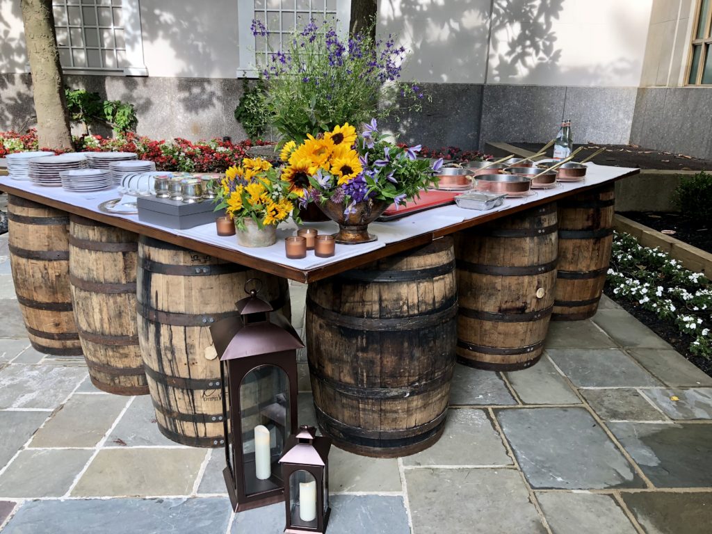 Wine barrel bar great for rustic wedding reception