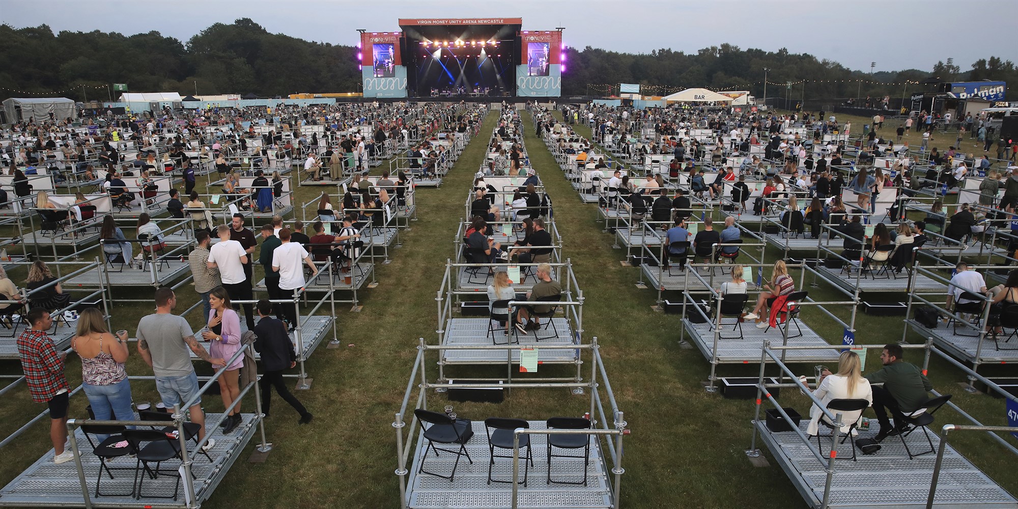 socially distanced raised platforms outdoor events