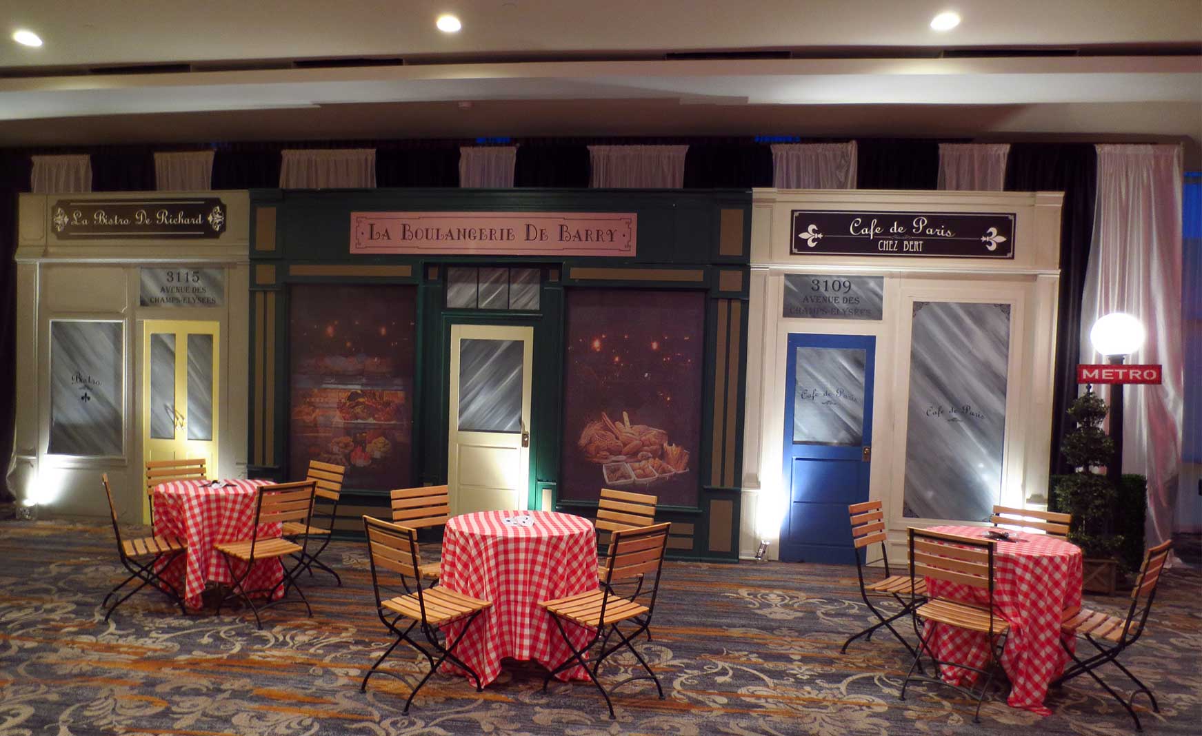 paris themed seating for events, prom, parties