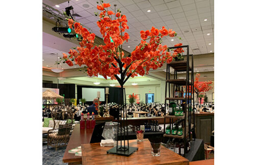 Orange Orchid Stand 26"