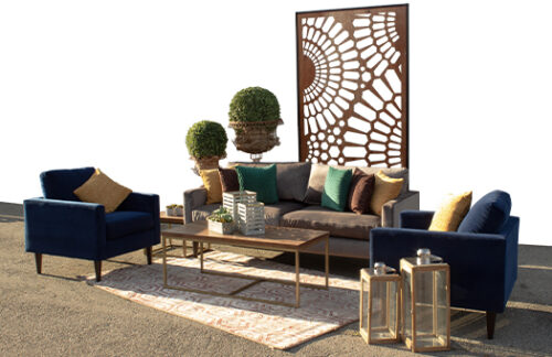 Eleni Gray & Navy Velvet Seating Group