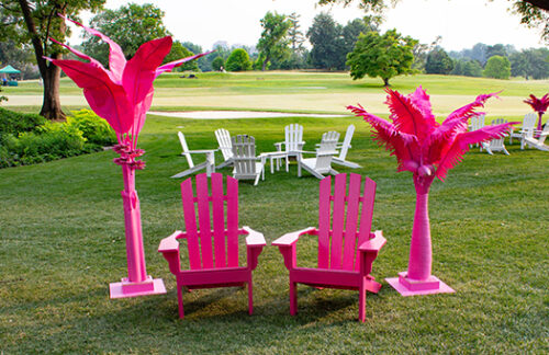 Centerpiece Rentals; Pastel; Pink Canvas Banana Tree