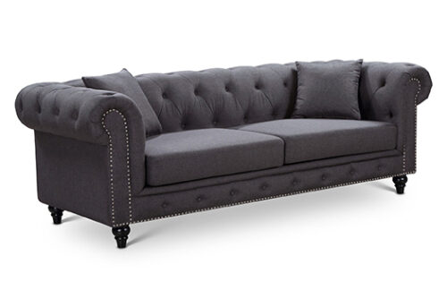 Chesterfield Grey Sofa | Warm Grey 7.5ft
