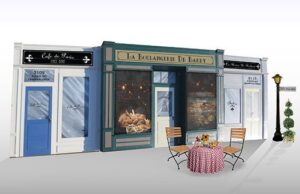 hard sets Parisian store front event decor rentals Large