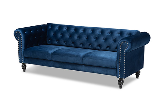 Emma Blue Velvet Sofa 1 Emma Blue Velvet Sofa
