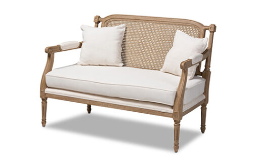 Clemence French Whitewashed Wood Loveseat