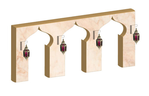 Triple Arabian Arch Entranceway w/ Lanterns