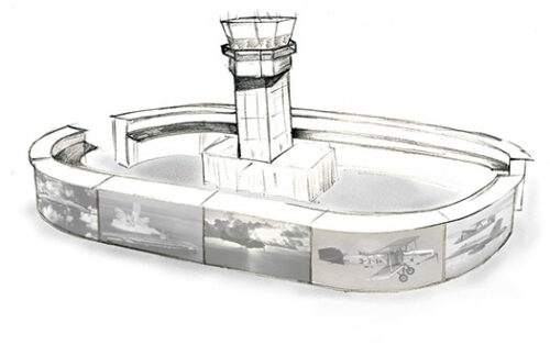 Oval Bar w/ Airplane Panels and Traffic Control Center