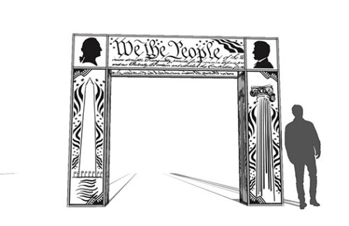 Washington DC, We The People Lit Arch