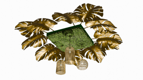 Gold Monstera Leaf Hanging Chandelier