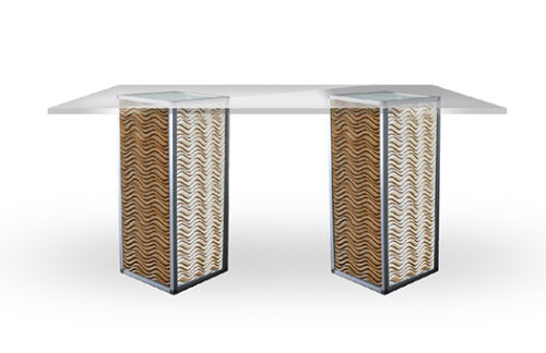 Acrylic Communal Table w/ Gold Wave Panels