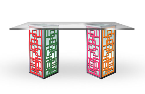 Acrylic Communal Table w/ Rounded Square Panels