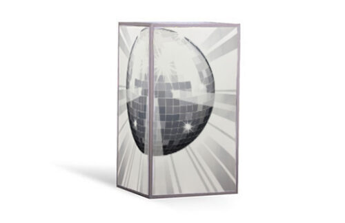 Lit Aluminum Pedestal with Disco Ball Sides