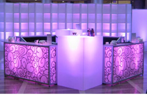 Glow Bar w/ Designer Swirl Pattern & Pedestals - Square