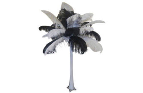 Eiffel Tower Vase, Black / White Feathers
