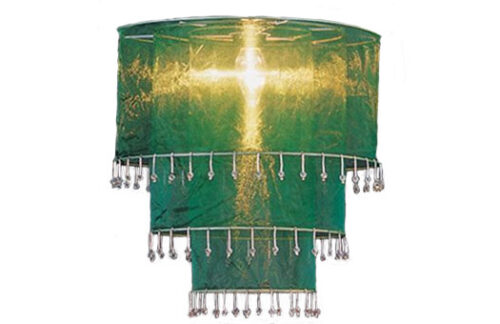 Fabric and Crystal 3 Tier Chandelier, Green