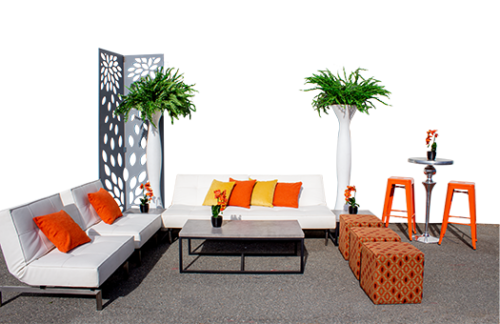 Split Back Orange & Gray Seating Group