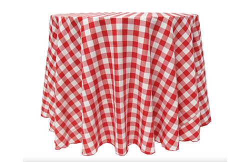 90" Round Red & White Checkered Gingham