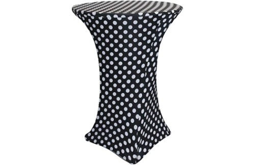 Spandex Linen Cocktail High Table 30", B/W Polkadot