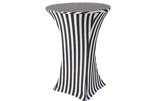 Spandex Linen Cocktail High Table 30", B/W Stripe