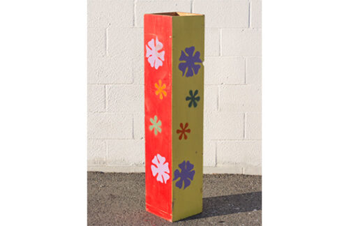 Wooden Pedestal with Flowers