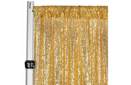 Gold Sequin Drape, 10ft W X 14ft H Section
