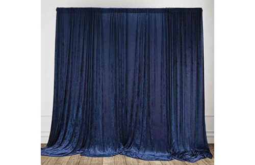 Panne Velvet Valence, Navy Blue w/ Gold Fringe 3'