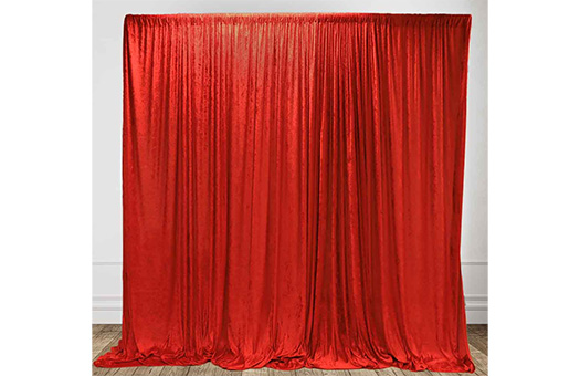 Panne Velvet Drape, Red 14' H x 10' W Section 1 Panne Velvet Drape, Red 14' H x 10' W Section
