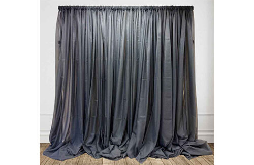 Pipe & Drape:  Sheer Nuvoille 14ft H x 10ft W 200% Gray