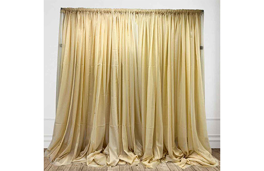 Pipe and Drape: Sheer Gold 14' H x 10' W 1 Pipe and Drape: Sheer Gold 14' H x 10' W