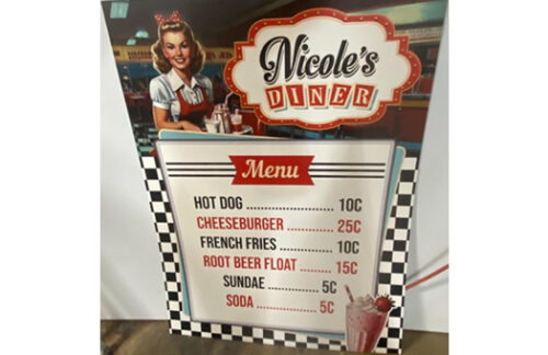 Nicole's Diner Menu Sign