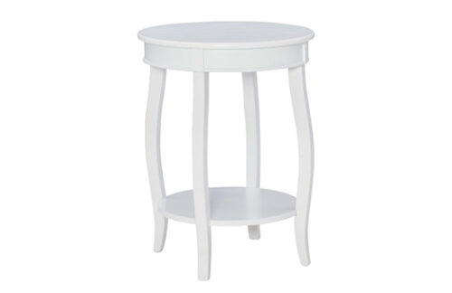 Rainbow Round End Table, White