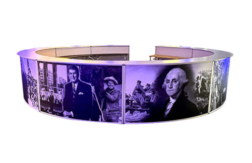 Round Lit Presidents Bar, 18ft w/ White Acrylic Top