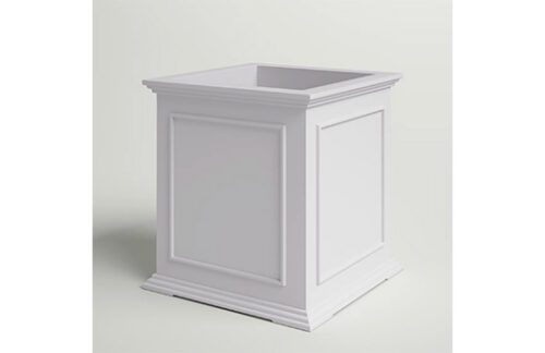 Square Resin Planter Box, White