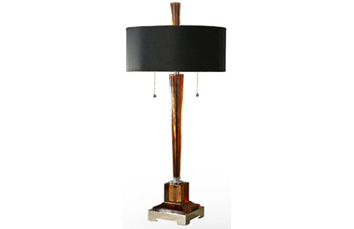 Amber Acrylic Pencil Lamp with Black and Gold Shade