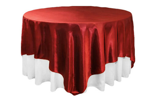 90 x 90 Satin Table Overlay, Apple Red