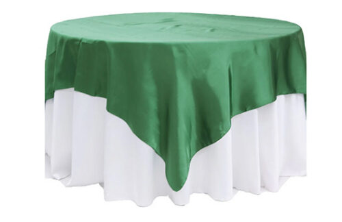 90 x 90 Satin Table Overlay, Emerald Green