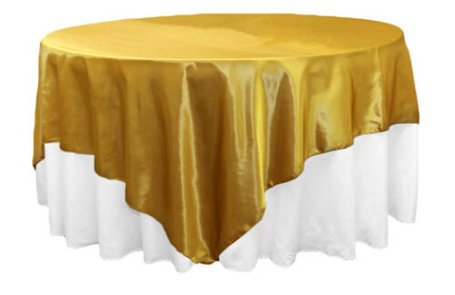 90 x 90 Satin Table Overlay, Bright Gold