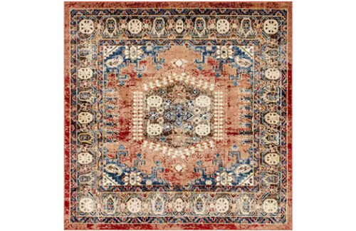 8' x 8' Larissa Utopia Rug, (Terracotta, Blue, and Tan)
