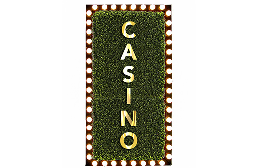 Casino Boxwood Wall w/ Marquee Lights