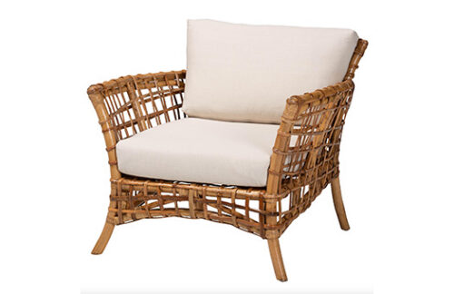 Babette Modern Rattan Arm Chair, Natural Brown