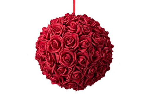 Artificial Rose Ball 12", Red