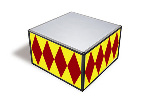 Lit Aluminum Coffee Table with Acrylic Top & Circus Sides